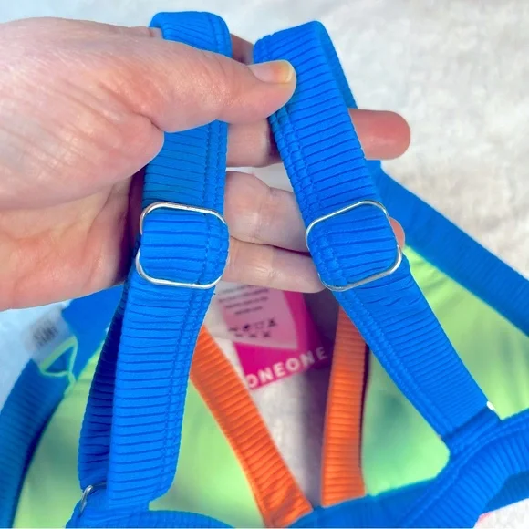 NWT One One Free People swimwear bikini top & bottom Small color block 2 piece - Picture 14 of 16